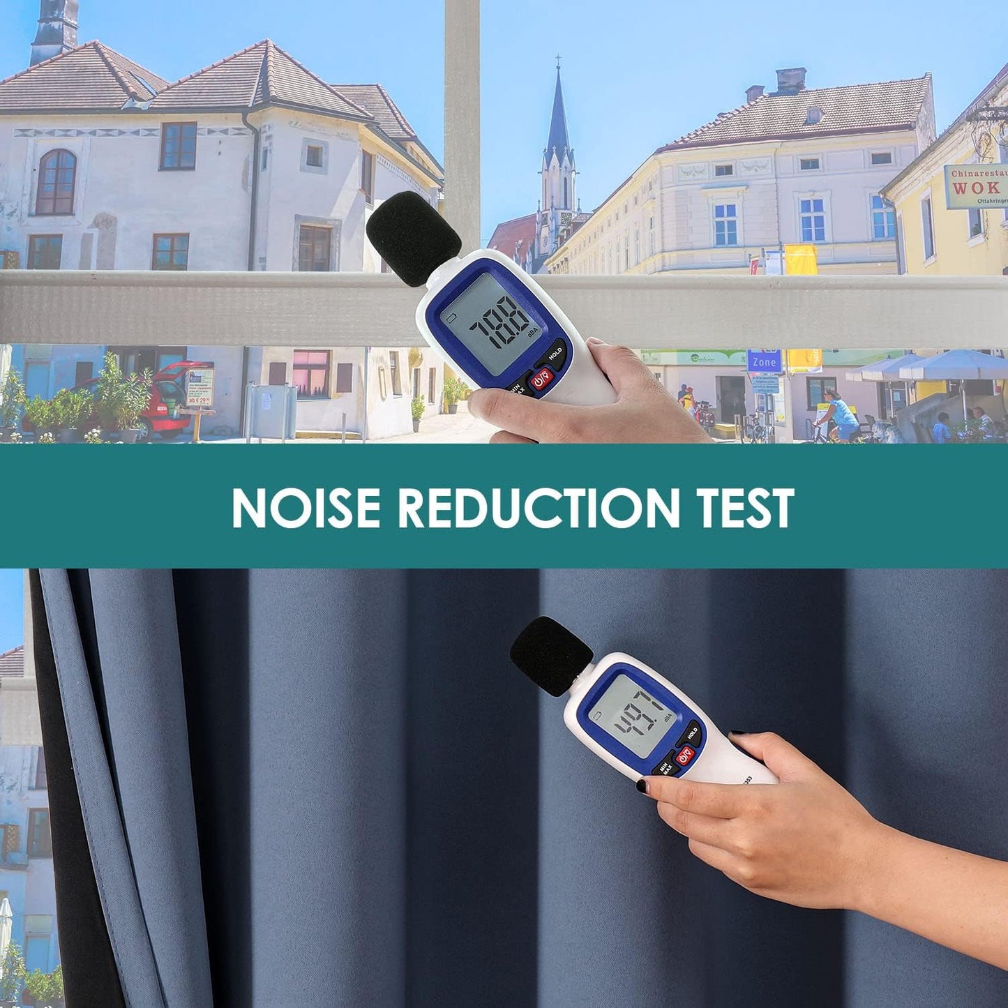 ChrisDowa 100% Blackout Curtains for Bedroom with Black Liner, 2 Thick Layers Total Blackout Thermal Insulated Grommet Window Curtains 2 Panels Set (Stone Blue, 52 x 84 Inch)