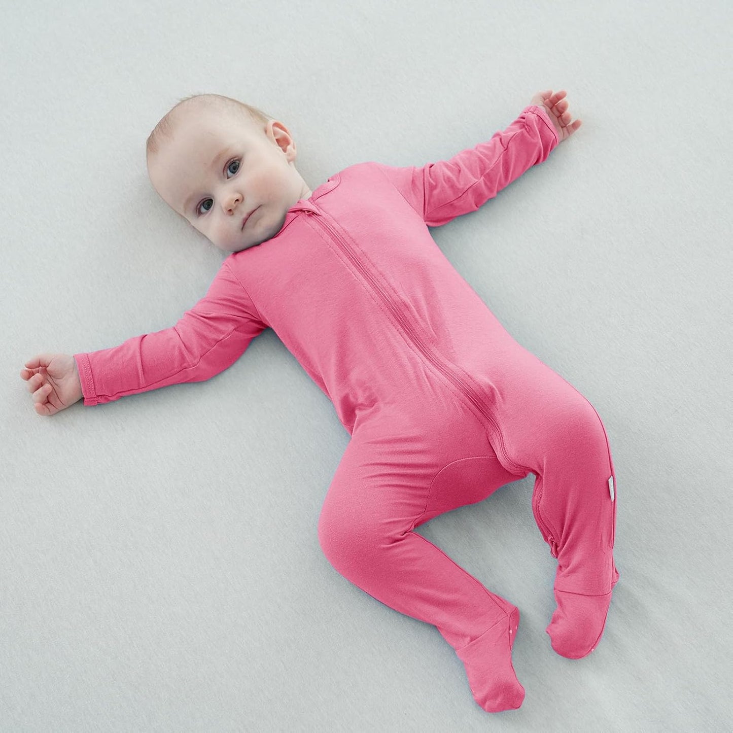 Baby Bamboo Rayon Romper Infant Footies Long Sleeve Double Zipper Outfits 2-Pack One-Piece Jumpsuits