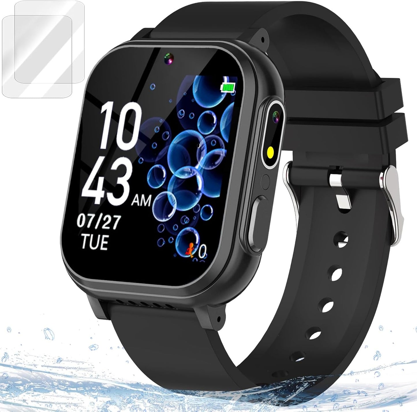 Kids Waterproof Smart Watch with 32 Games HD Touchscreen Dual Camera Music Player Pedometer Flashlight Habit Tracking Storybook, Birthday Gifts for 5-12 Year Olds Boy Include Lanyard Screen Protectors