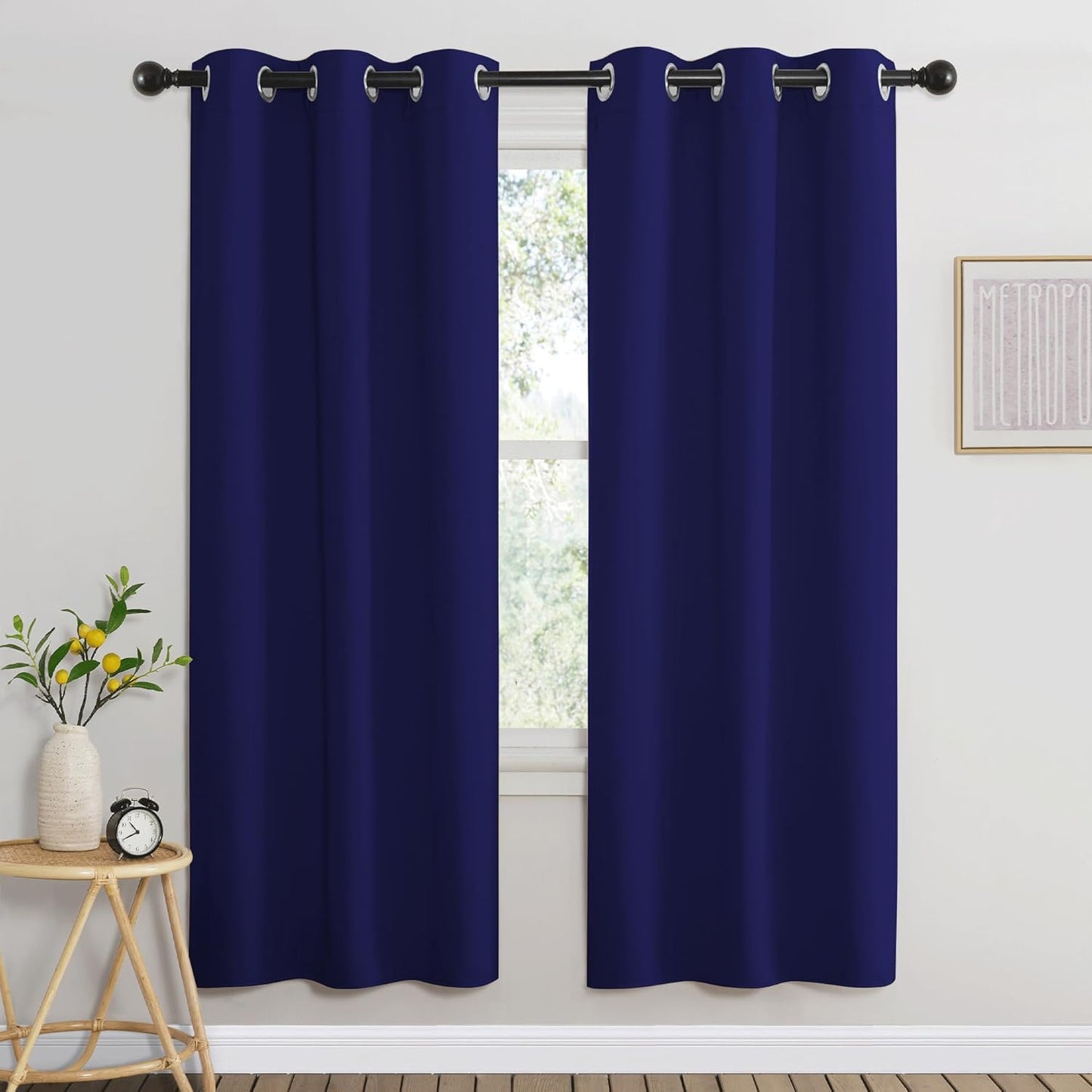 NICETOWN Blackout 72 inch Curtains for Kids Room, Grommet Room Darkening Thermal Insulated Solid Window Treatments Sound Reducing for Bedroom, 2 Panels, W37 x L72, Navy Blue