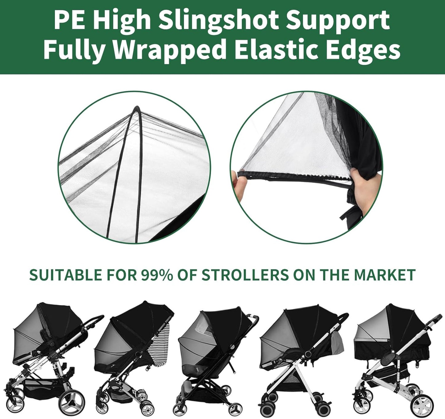 2-in-1 Stroller Sun Shade and Mosquito Net Cover - Universal Breathable Baby Cover With Two-Way Zipper for Extender