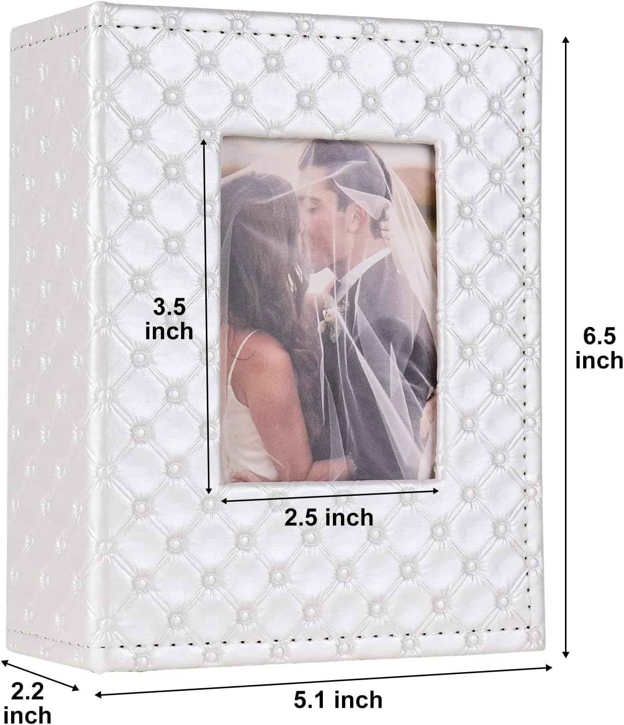 RECUTMS Photo Album 4x6 100 Pockets Photos, Button Grain PU Leather Photo Books Small Picture Album for Baby Family Wedding Christmas Photo Albums Holds 100 Vertical Photos （White）