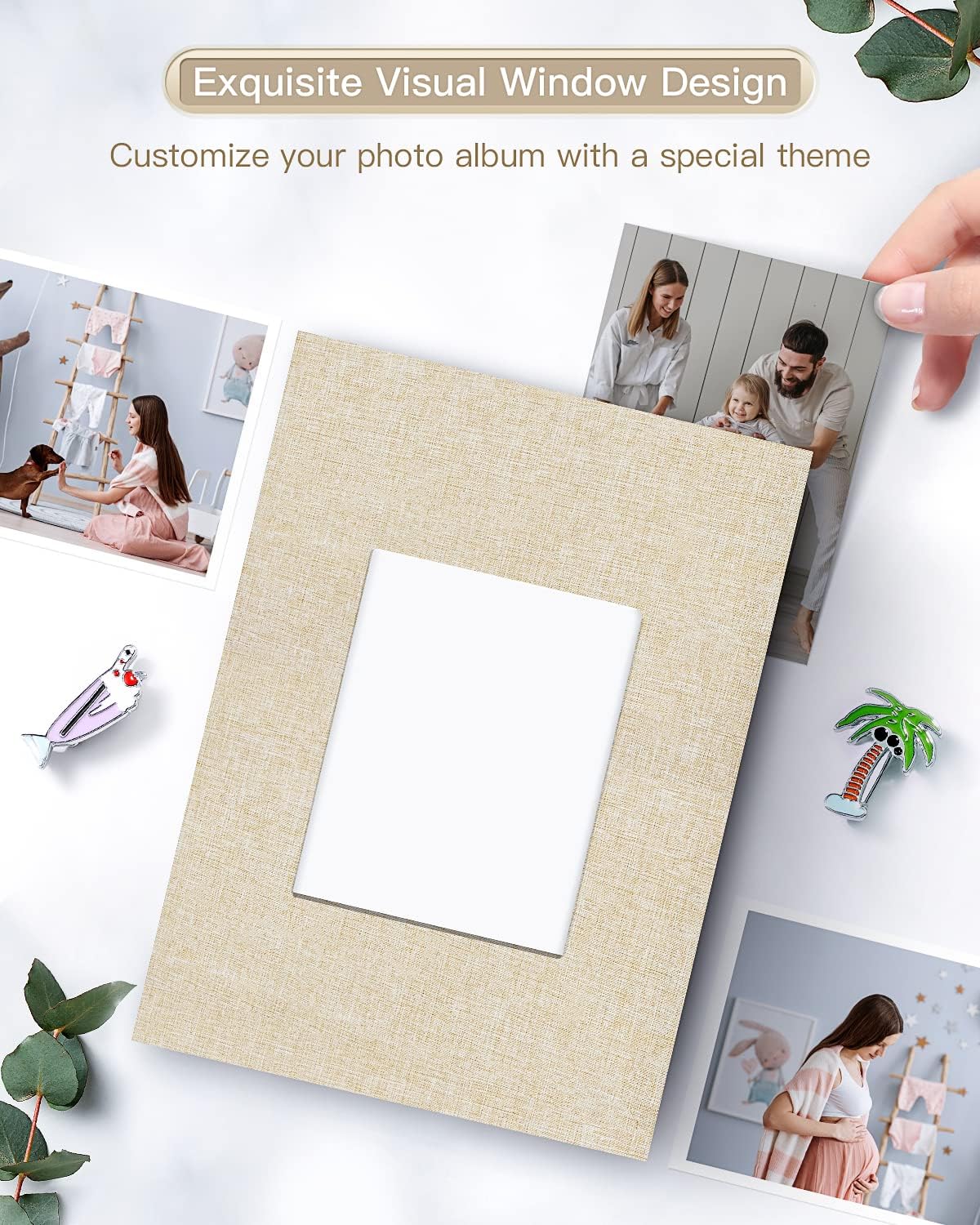 Popotop Photo Album 4x6-100 Photos Photo Books with 100 Vertical Pockets,Linen Cover Albums for Family Wedding Anniversary Baby Vacation Pictures