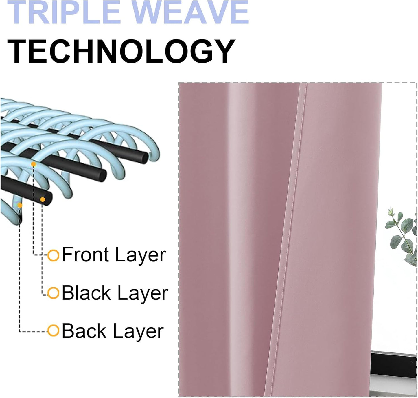 Simplebrand Ava Blush Blackout Curtains for Bedroom 84 Inch Length 2 Panels Set, Solid Thermal Insulated Privacy Nursery Window Treatment Curtains Blackout Drapes, W40 x L84 Inch, Blush