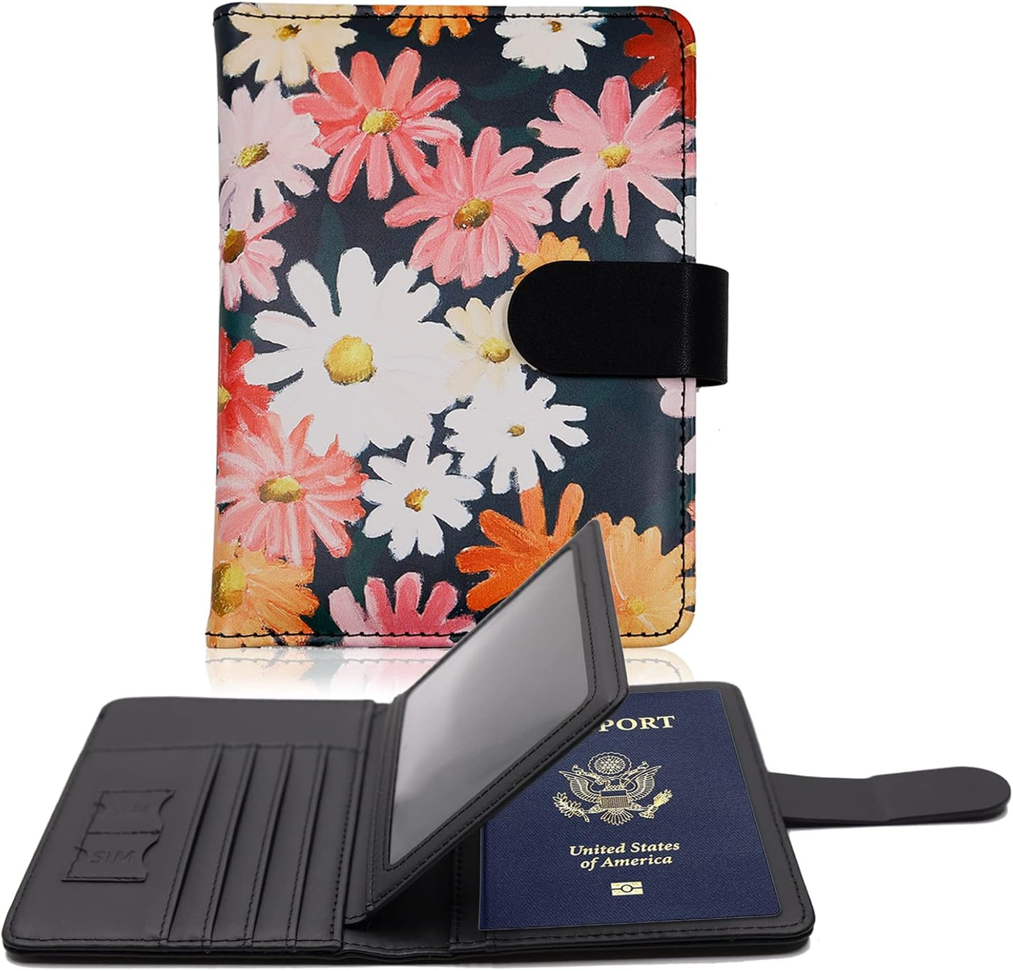 Melsbrinna Rfid Passport Holder for Travel women/Men, Cute Passport Wallet Rfid Blocking Card Slots, Rfid Passport Cover/CaseTravel Wallet, Passport Book Holder (1, Black1)