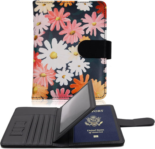 Melsbrinna Rfid Passport Holder for Travel women/Men, Cute Passport Wallet Rfid Blocking Card Slots, Rfid Passport Cover/CaseTravel Wallet, Passport Book Holder (1, Black1)
