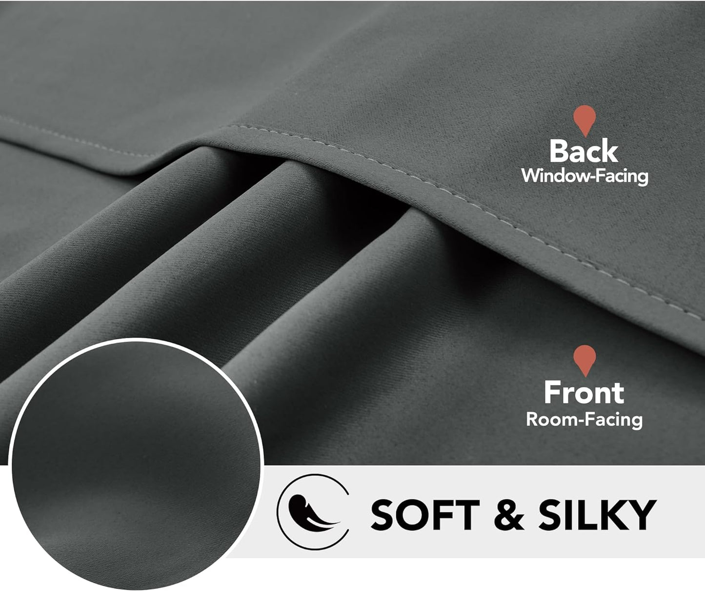 Deconovo Blackout Curtains, Room Darkening Thermal Insulated Window Drapes, Noise Reducing, Grommet Top, 2 Panels 52W x 84L Inch Machine Washable for Bedroom Living Room Nursery Dark Grey