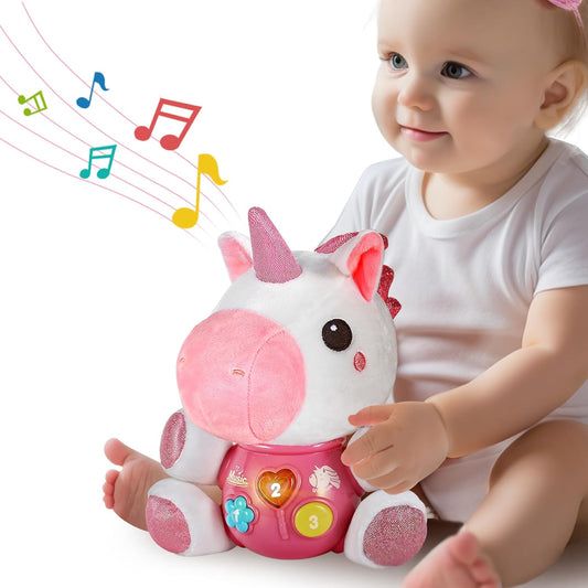 iPlay, iLearn Baby Unicorn Musical Toys, Newborn Girls Gift, Soft Unicorn Plush Stuffed Animal, Infant Light Music Time, 1st Birthday Shower Gift Stuffers for 0 1 2 3 6 9 12 18 Month 1-3 Yrs Toddlers