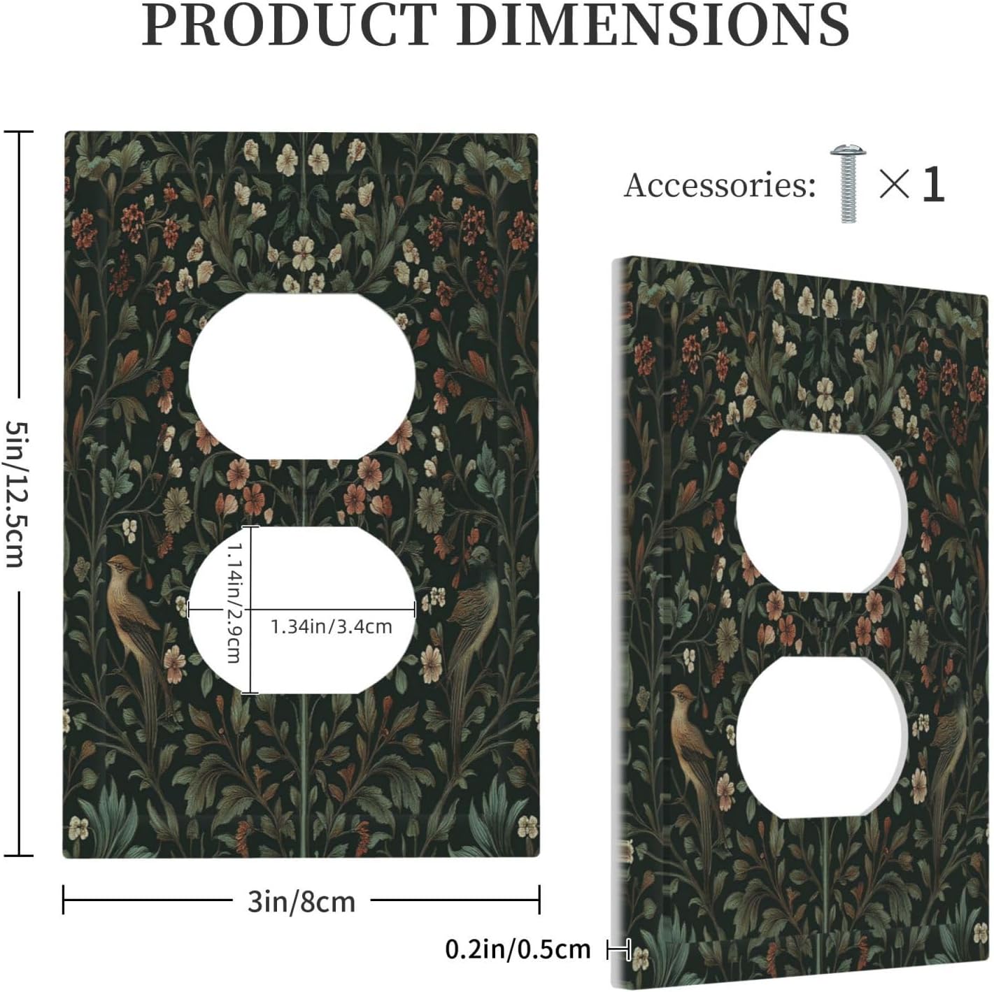 Outlet Covers Vintage Morris Colorful Flower Green Leaf 1 Gang Duplex Light Switch Cover Decorative Switch Plates Electrical Receptacle Faceplate Wall Plate For Bed Room Living Room