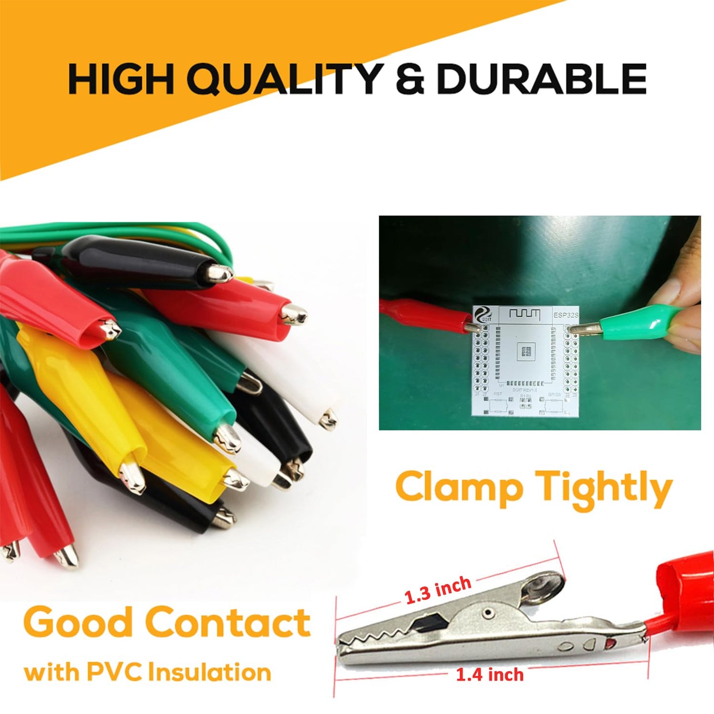 30PCS Premium Alligator Clips Electrical, 5 Colors Test Leads Cable with Crocodile Clips, Dual Ended Jumper Wires with Power Test Probe for Electric Welding Testing Experiments, Circuit Connection