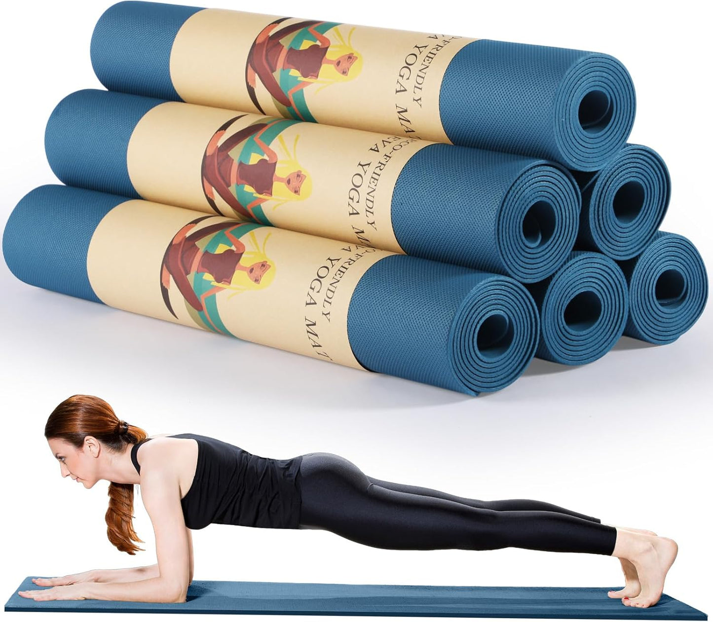 Timgle 6 Pack Yoga Mats Bulk Non Slip Exercise Yoga Mat Thick Anti Slip Tear Resistant Sports Gym for Fitness Stretching Home Workout and Studio