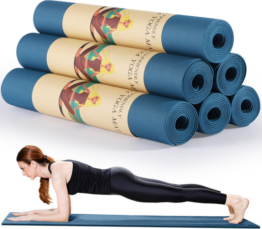 Timgle 6 Pack Yoga Mats Bulk Non Slip Exercise Yoga Mat Thick Anti Slip Tear Resistant Sports Gym for Fitness Stretching Home Workout and Studio