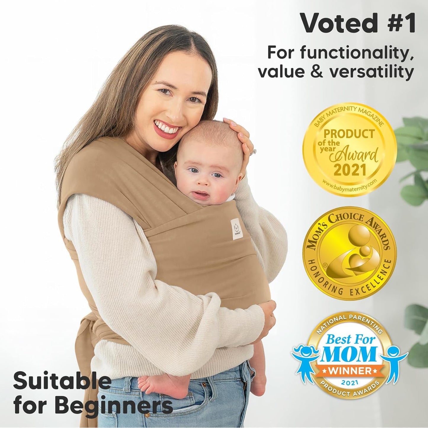 KeaBabies Baby Wrap Carrier - All in 1 Original Baby Carrier Newborn to Toddler Sling, Easy to Wear, Hands Free Bonding, Lightweight, Breathable Infant Wraps (Warm Hearth)