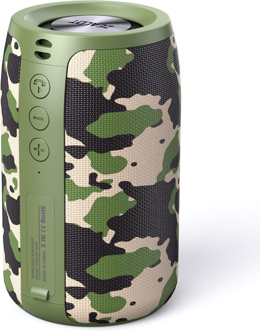 ZEALOT Portable Bluetooth Speaker, S32 Outdoor Speaker, Waterproof IPX5, Dual Pairing, Stereo Sound/TF Card/USB/AUX Competible for iPhone14 Samsung Home/Hiking/Fishing- Camo