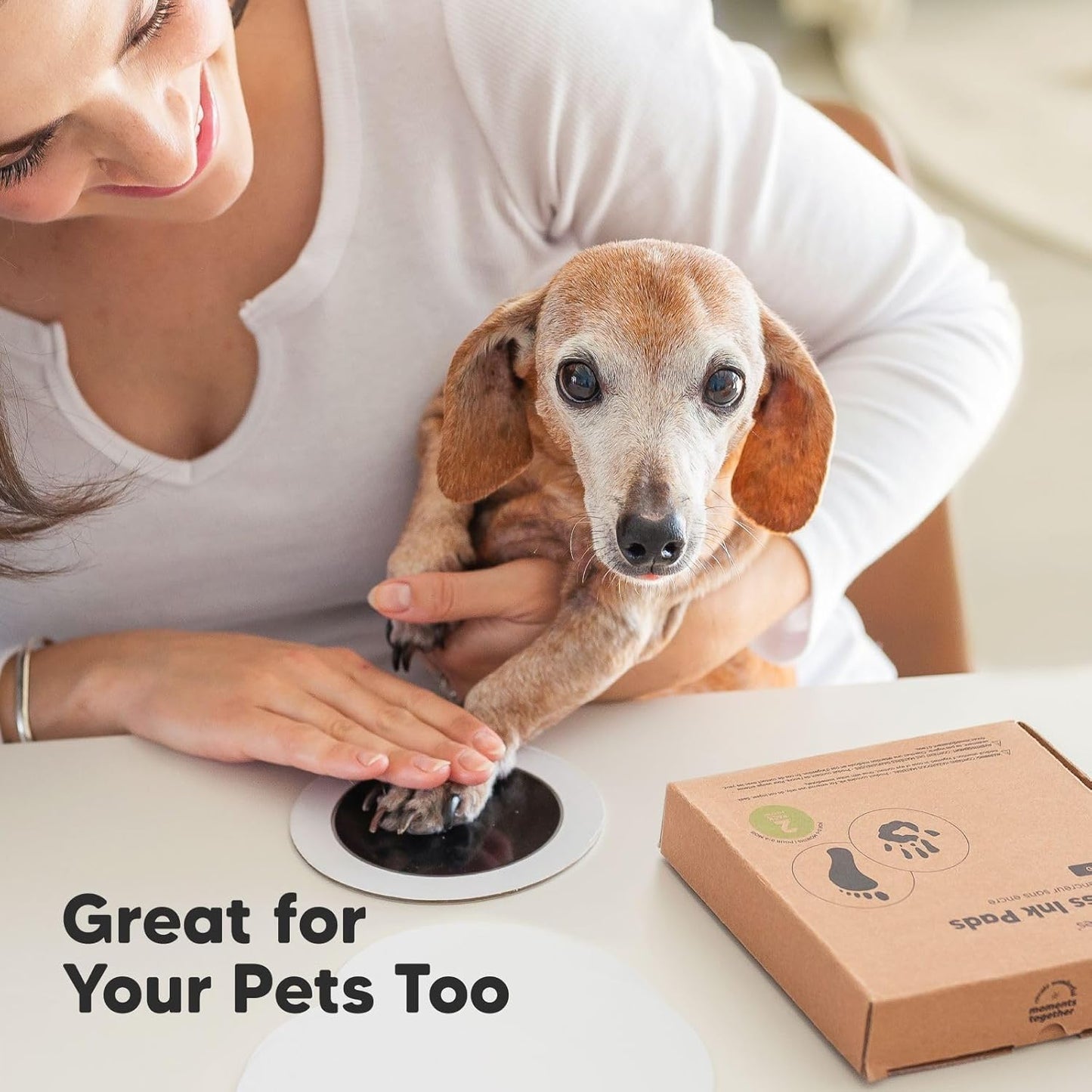 2-Pack Round Inkless Baby Hand and Footprint Kit - Mess Free Ink Pad for Newborn Keepsake, Dog Nose & Paw Print Kit, Clean Touch Ink Pad for Baby Hand & Footprints,Ideal New Mom Gifts (Jet Black)