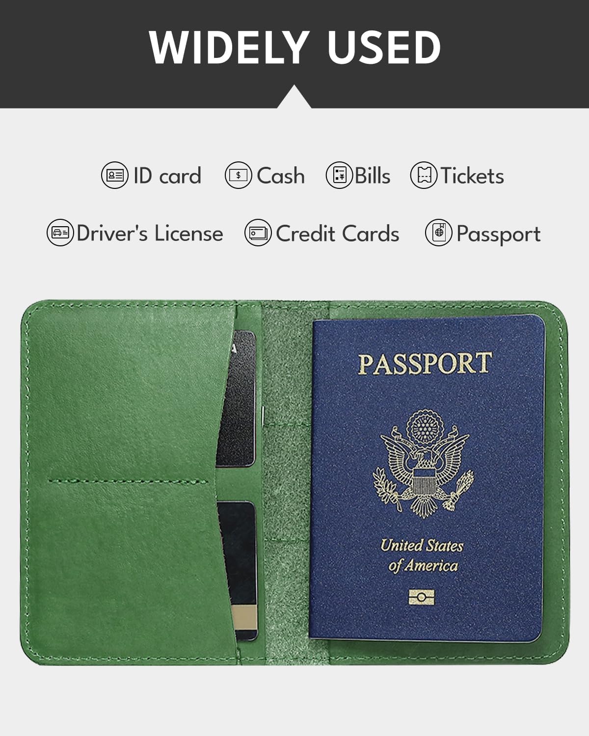 ALLIVE Passport Holder for Travel Women Men,Genuine Leather Passport Cover Wallet,Travel Must Haves Airport Essentials Travel Gifts Green