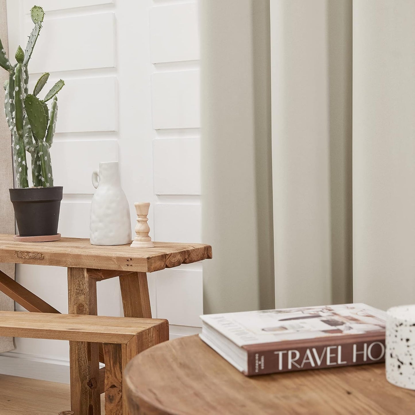 Deconovo Blackout Curtains, Room Darkening Thermal Insulated Window Drapes, Noise Reducing, Grommet Top, 2 Panels 42W x 63L Inch Machine Washable for Bedroom Living Room Nursery Light Beige