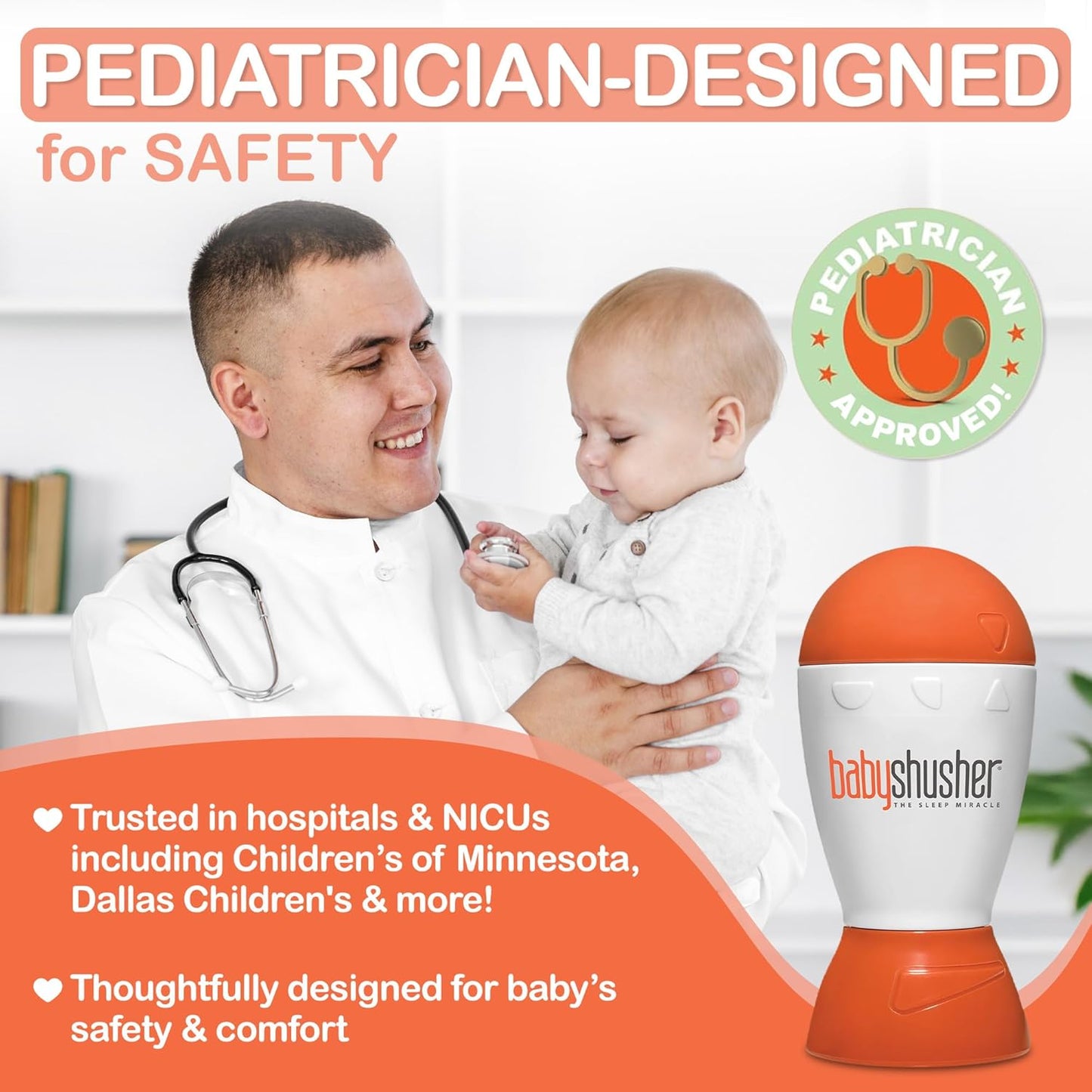 Baby Shusher Portable Sound Machine - White Noise Sound Machine, Baby Soother for Sleeping, Newborn Essentials for Crib, Battery Operated Hush, Travel Friendly - 3 Count