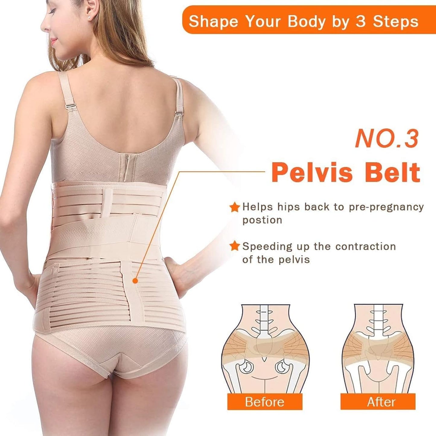 TiRain 3 in 1 Postpartum Belly Support Recovery Belly/Waist/Pelvis Belt C Section Postpartum Belly Wrap Band Corset waist trainer