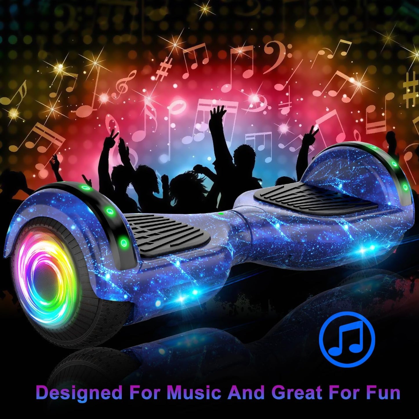 SISIGAD Scooters for Kids Ages 6-12, with Built-in Bluetooth Speaker and 6.5" Colorful Lights Wheels, Safety Certified Self Balancing Scooter Gift for Kids