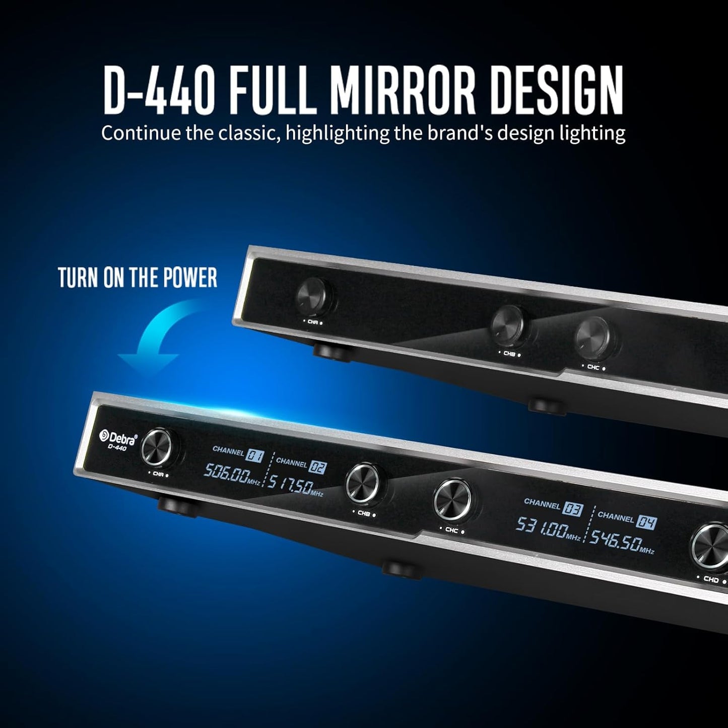 D Debra Audio D-440 UHF 4-Channel Wireless Microphone System with 4 Cordless Mics, Home Karaoke KTV Set, Ideal for Party, Church, Weddings, Stage, DJ, Outdoor, 300 Ft (4 Bodypack)