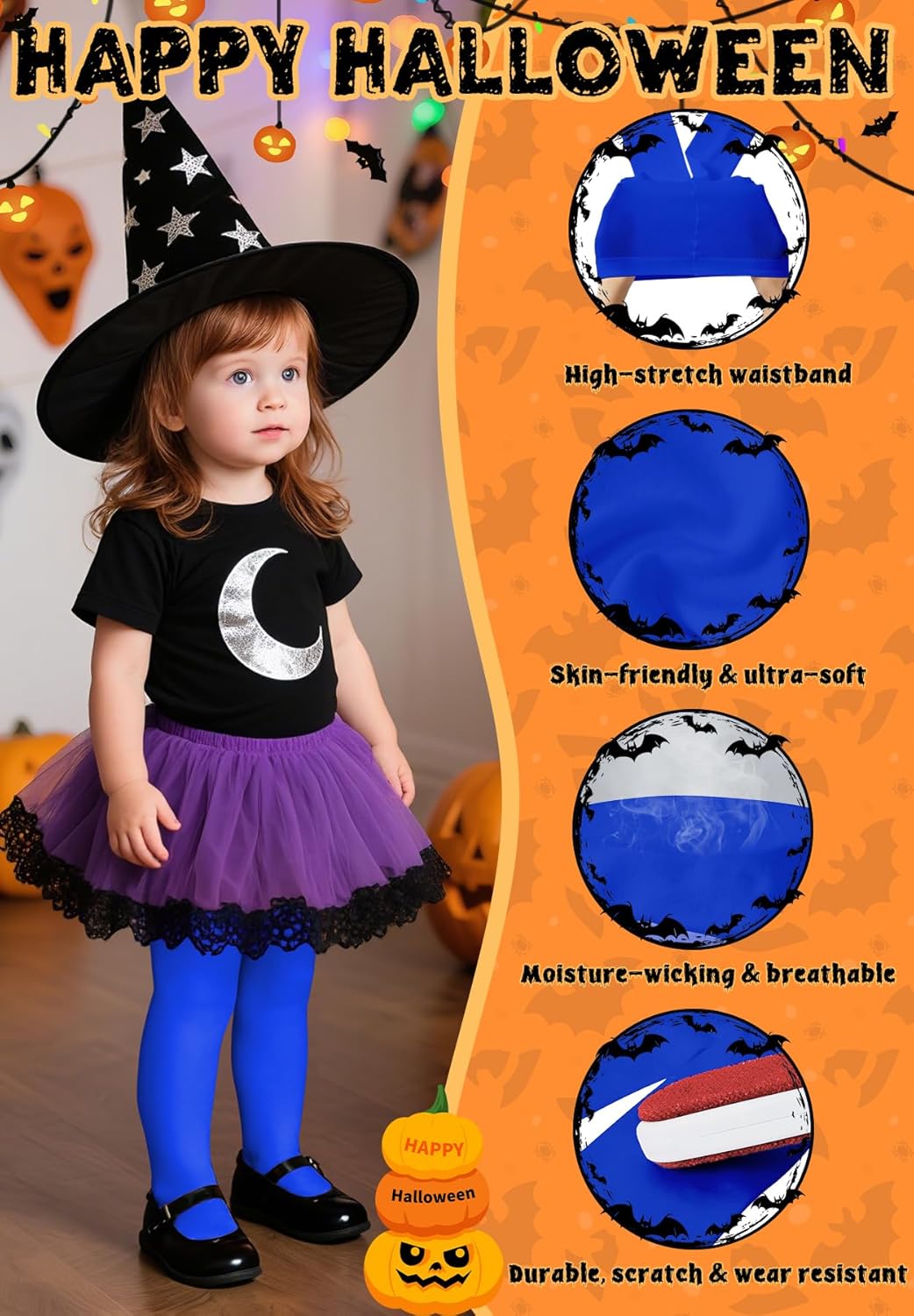 Ultra Soft Toddler Ballet Tights for Girls - Footed Dance Tights Colorful Baby Girls Leggings for Daily Party Halloween 1-6T