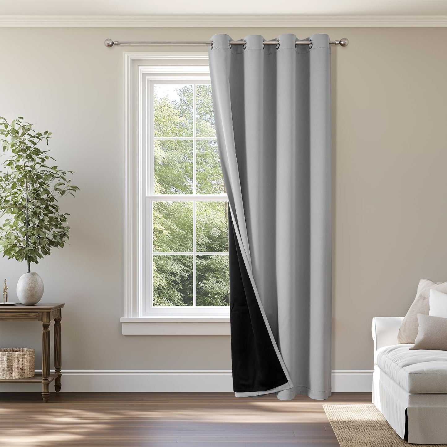 ChrisDowa Custom 100% Blackout Curtains for Bedroom with Black Liner, Double Layers Total Blackout Thermal Insulated Grommet Window Curtains 1 Panel (Custom Size and Color)