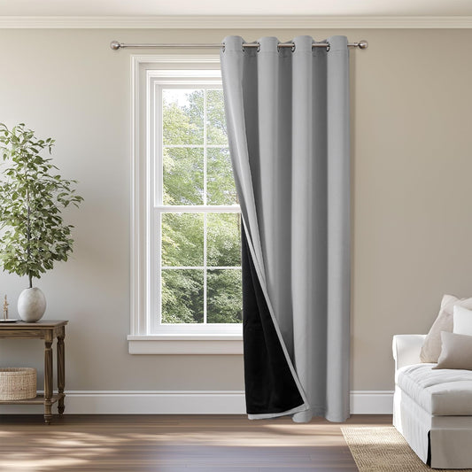 ChrisDowa Custom 100% Blackout Curtains for Bedroom with Black Liner, Double Layers Total Blackout Thermal Insulated Grommet Window Curtains 1 Panel (Custom Size and Color)