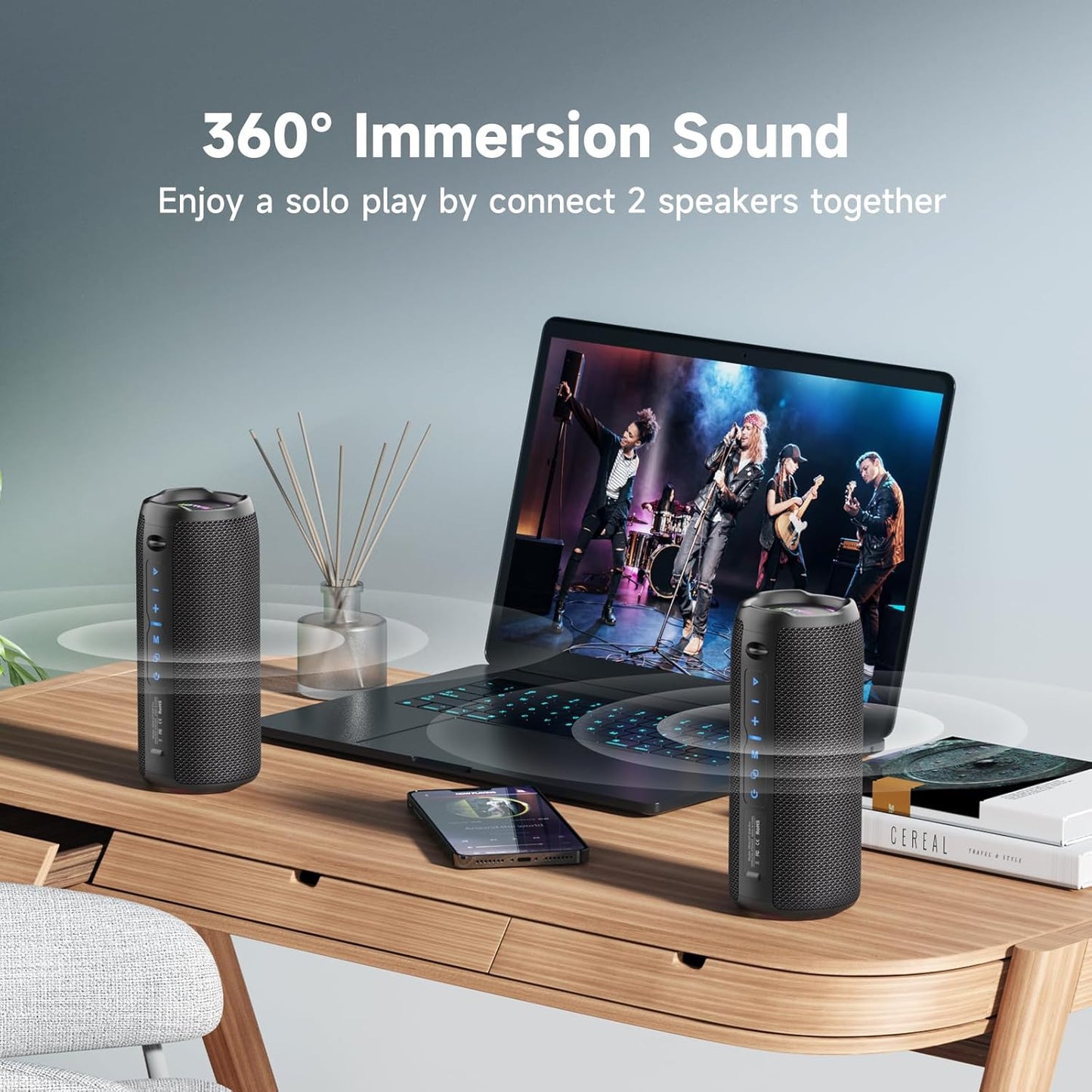 ZEALOT Portable Bluetooth Speaker, Speakers Bluetooth Wireless, Outdoor Speaker Waterproof, IPX6, 40W Loud Stereo Sound Deep Bass, Long Playtime,USB/TF/AUX, Speaker for Phone, Beach, Hiking-Black