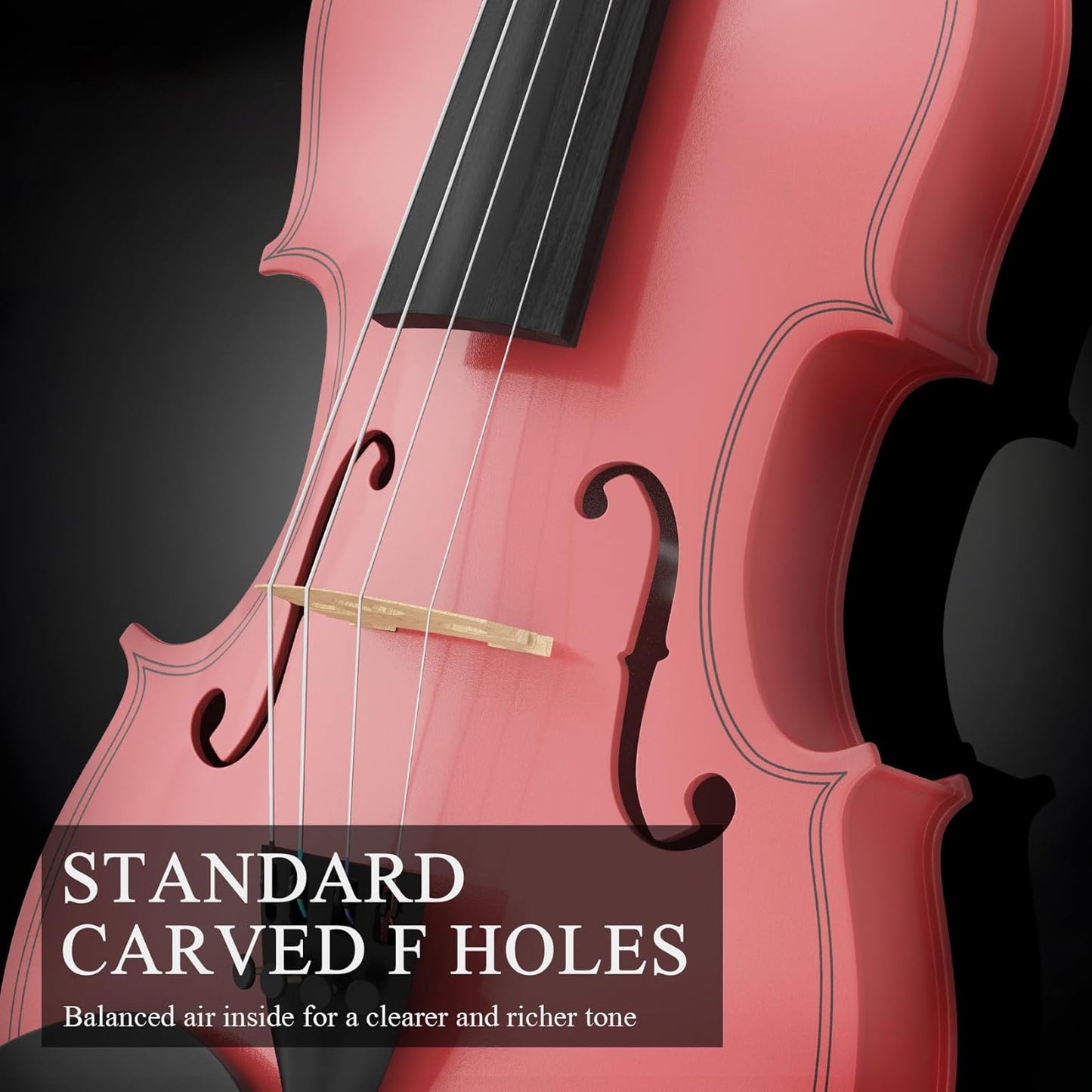 1/4 Violin Kit, Beginner Violin for Kids, Students, Complete Kids Violins Set with Case, Bow, Rosin, Ideal for Kids Violins Beginner Ages 5-7, Pink