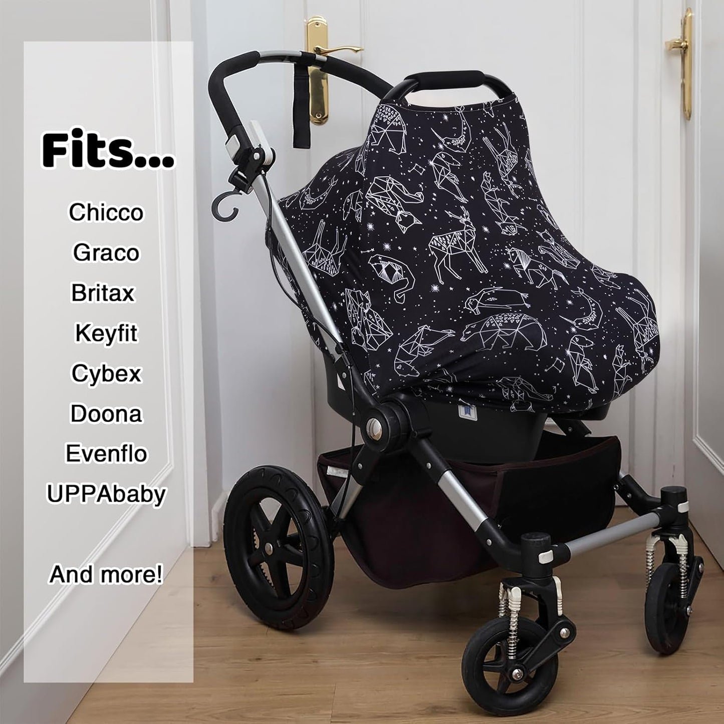 Rquite All-in-1 Car Seat Cover Baby, Carseat Covers for Girl Boy, Stretchy Soft Infant Car Seat Cover, Multi-use Baby Carrier Cover, Car Seat Canopy, Stroller Sun Shade, Nursing Breastfeeding Cover