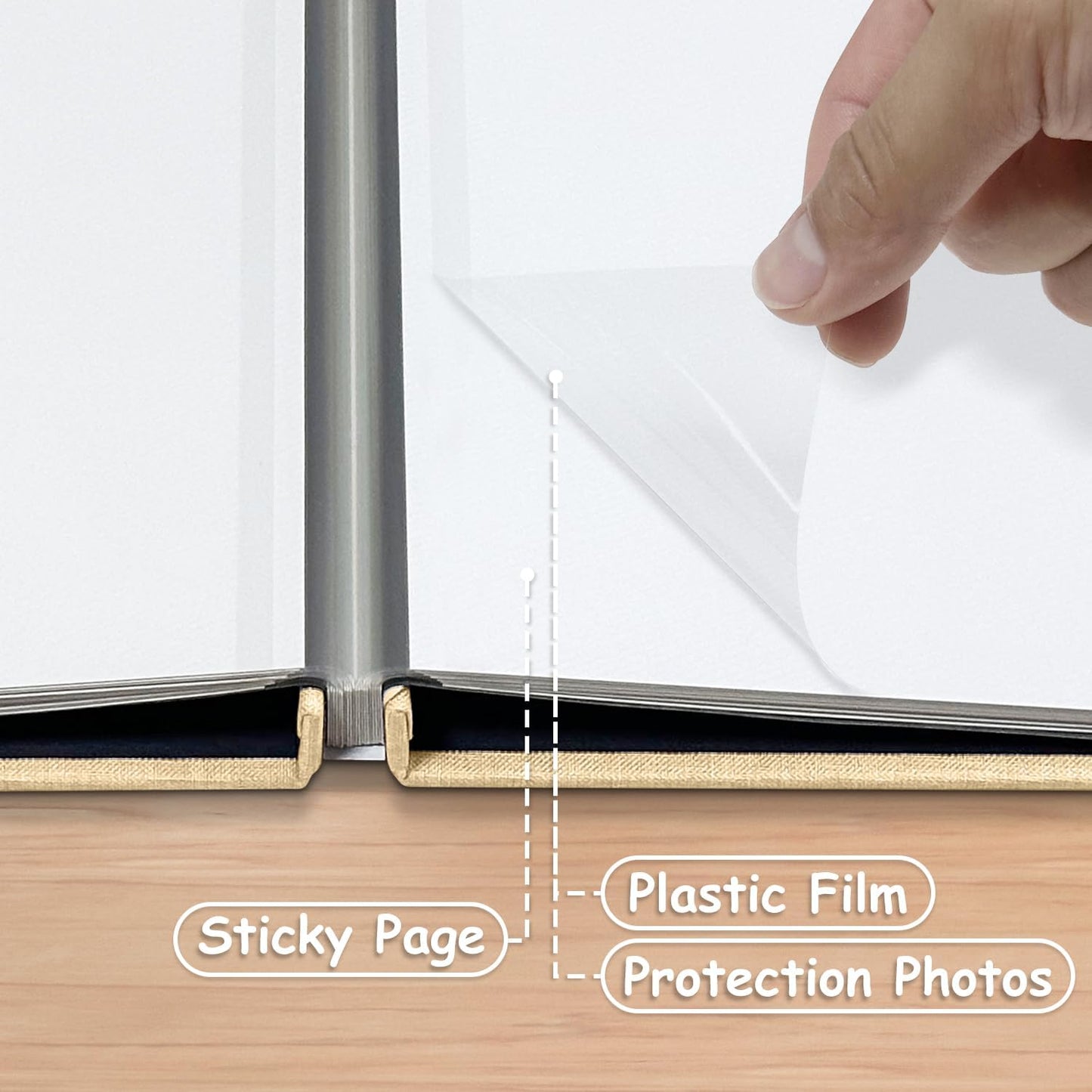 Large Photo Album Self Adhesive Scrapbook Album for 4×6 5×7 8×10 Pictures DIY Magnetic Linen Cover Album 40 Pages for Family Wedding Gifts with Metal Pen and Plastic Board