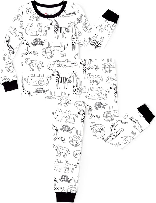 PATPAT Bamboo Viscose Pajama Set for Toddlers with Improved Tensile Strength, Snug Fit Pjs Sleeper for Baby Boys Girls Kids