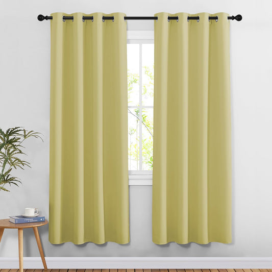NICETOWN Paler Yellow Room Darkening Doorway Curtains 78 inch Length 2 Panels, Grommet Light Reducing Thermal Insulated Privacy Door Curtains Window Treatments for Bedroom, W52 x L78