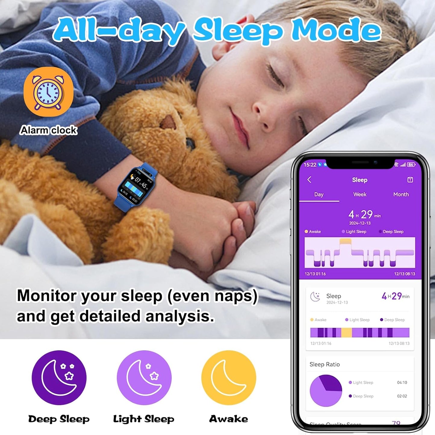 Smart Watch for Kids, 1.85" Fitness Tracker with Heart Rate, Sleep Monitor, IP68 Waterproof Smartwatches with Video Music, Pedometer, Game, NO APP/Phone, Gift for Boys Girls. (Classic, Silver)