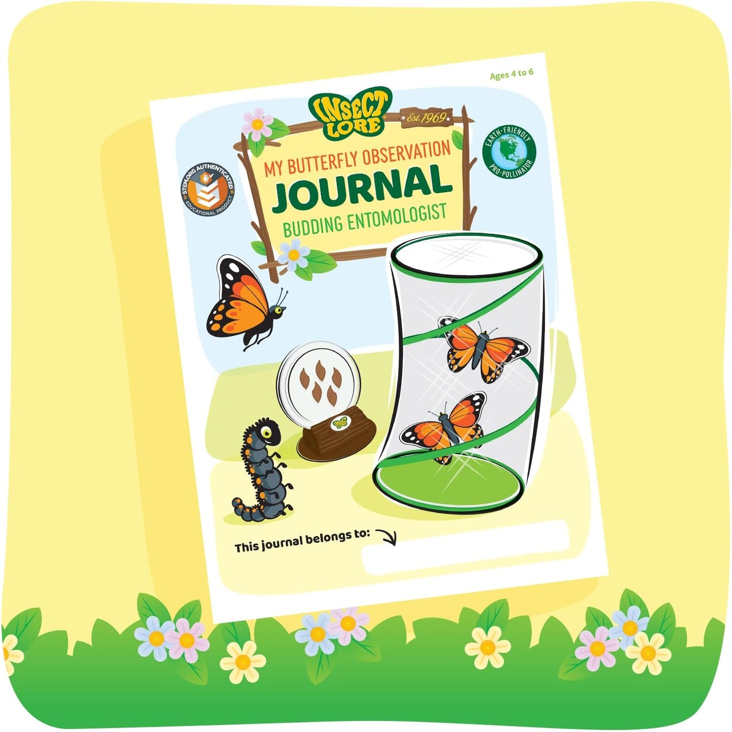Insect Lore Butterfly Garden Kit with Live Caterpillars – Grow 10 Painted Lady Butterflies - STEM Learning Activity, Habitat with Journal, Stickers, Seeds & Figurines - As Seen on TV