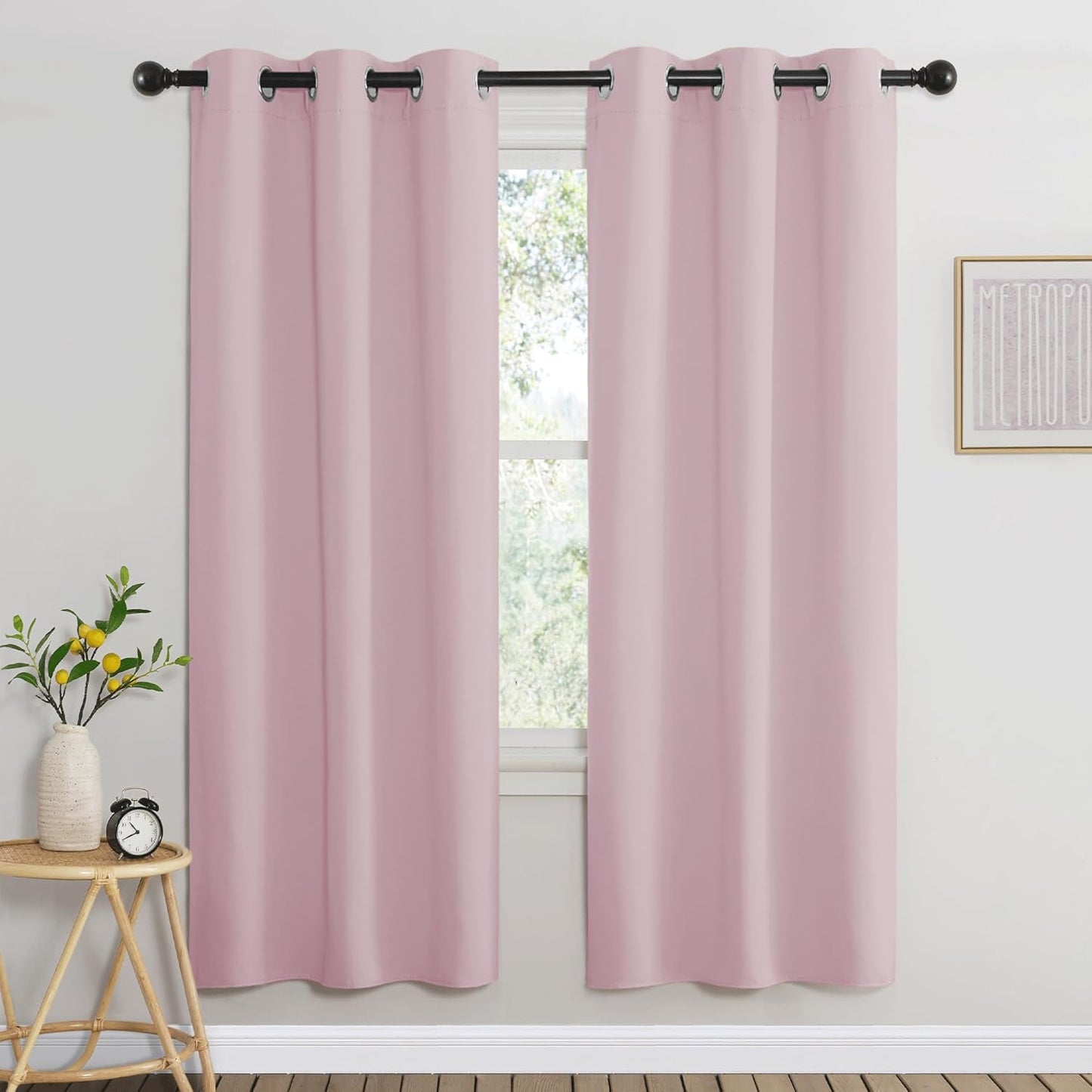 NICETOWN Room Darkening 72 inch Curtains for Kids Room, Grommet Room Darkening Thermal Insulated Solid Window Treatments Sound Reducing for Bedroom, 2 Panels, W37 x L72, Baby Pink