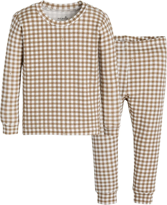 moimoln Plaid Check Soft Cotton Modal 6M-8Y Baby Toddler Long-Sleeve Snug-Fit Pajama Sleepwear Daily