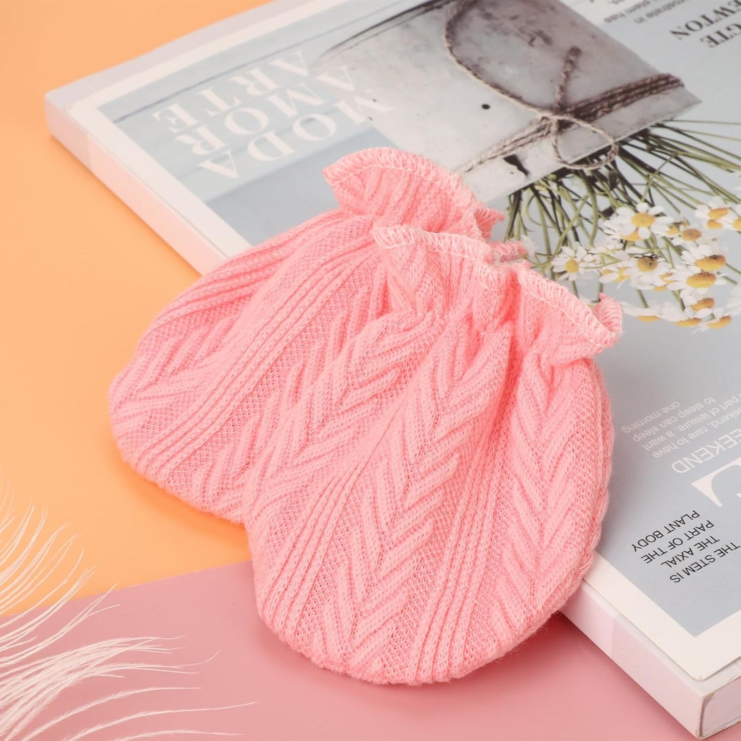 Newborn Baby Mittens No Scratch Cotton Elastic Wrist Gloves Infant Toddler Mittens for Baby Boy Girl 0-6 Months