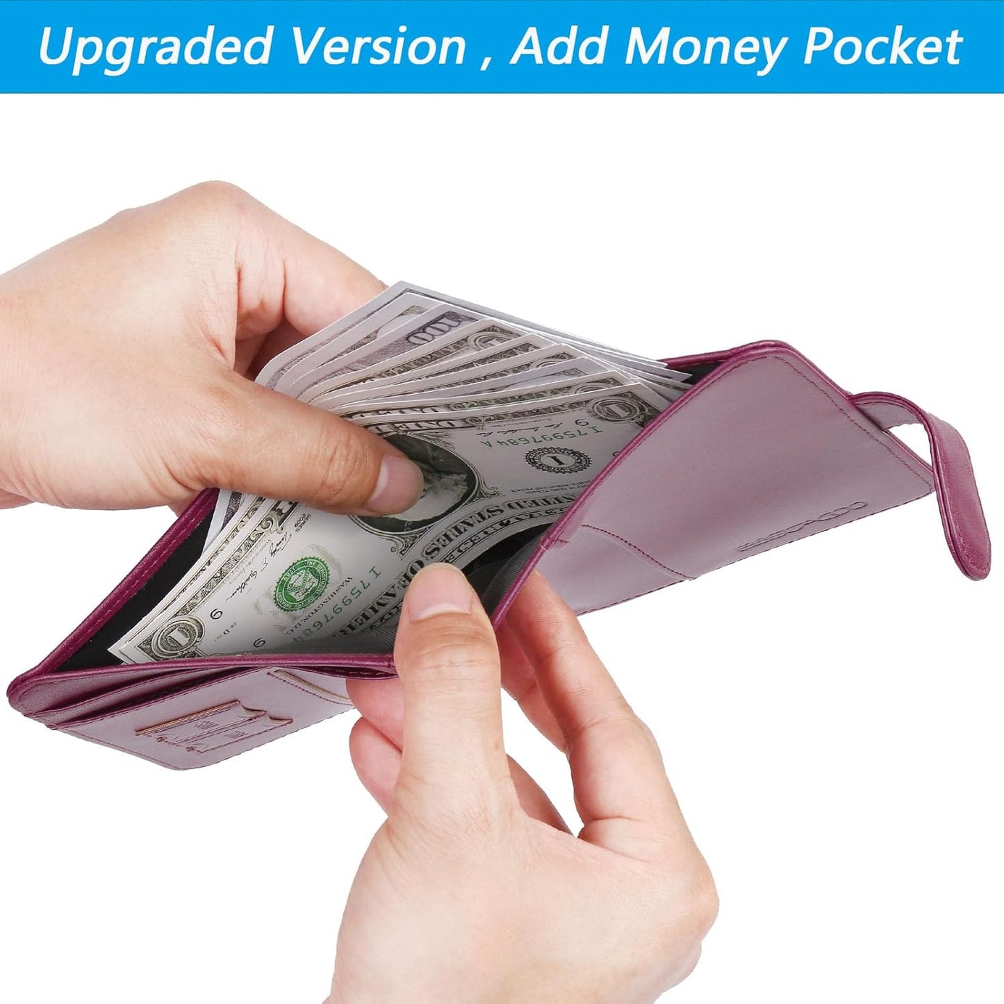 Passport Holder Cover Wallet RFID Blocking Leather Card Case Travel Accessories for Women Men (Purple)