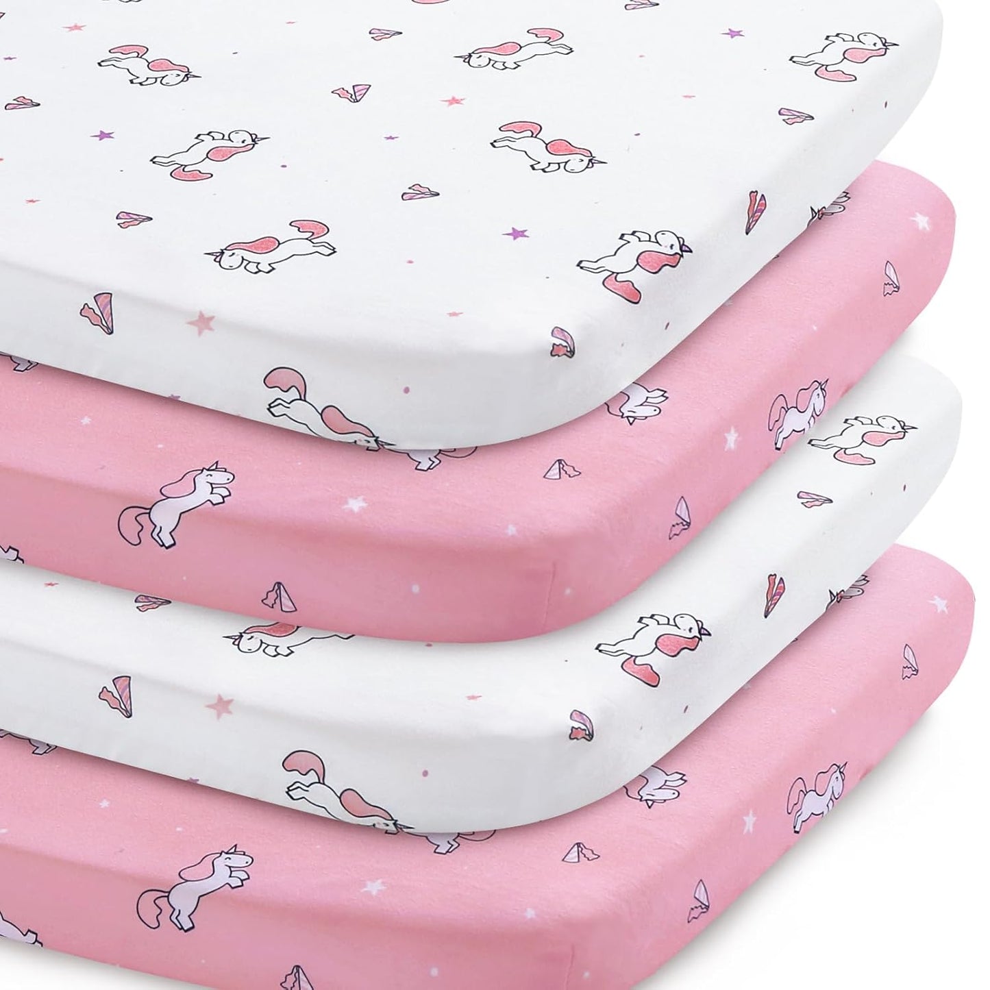 Pack and Play Sheets, Pack n Play Sheets | Mini Crib Sheets 4-Pack, Ultra Soft Pack n Play Mattresses Sheets Compatible with Graco Pack n Play, Soft and Breathable Material, Pink