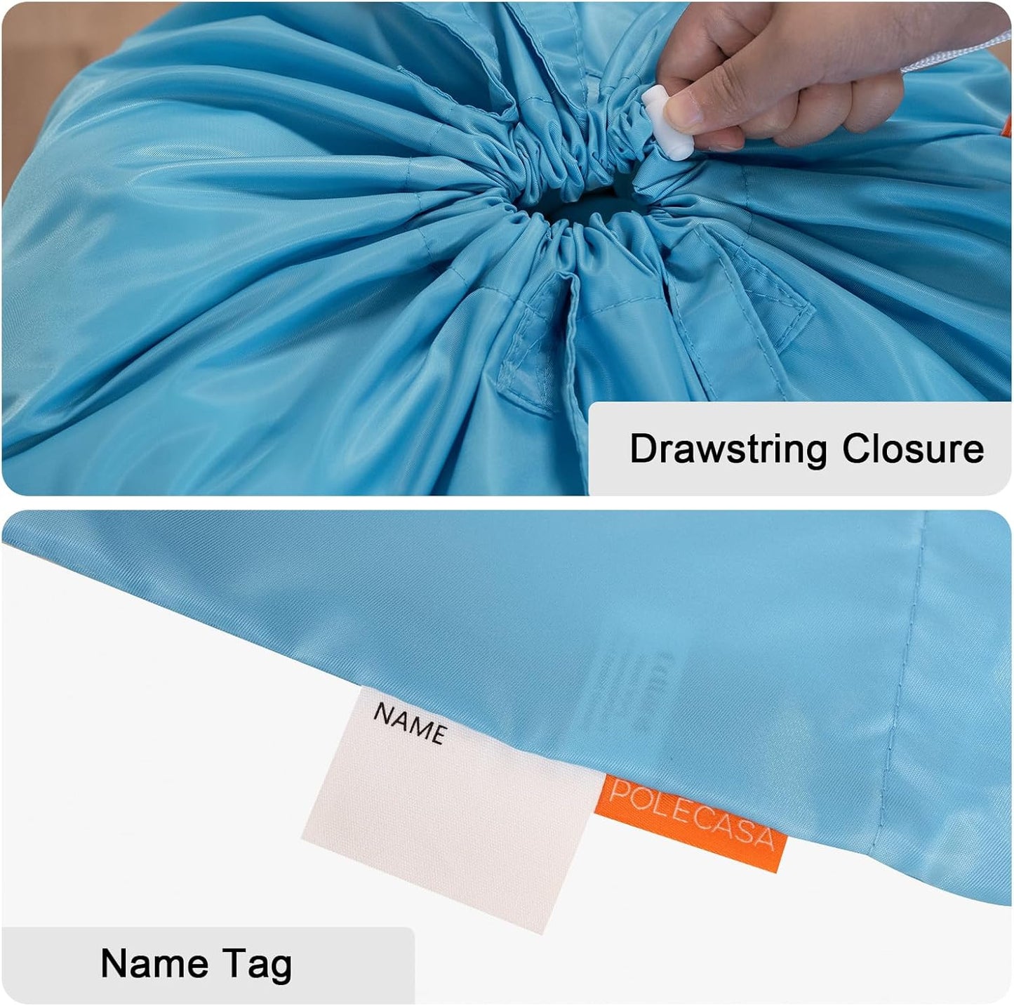 Polecasa Heavy Duty Large Laundry Bag with 130gsm Tear Resistant Fabric and Handles, Easy to Carry Durable Dirty Clothes Drawstring Bag, Perfect for College Dorm,Travel, 28”x36”,Gulf Blue