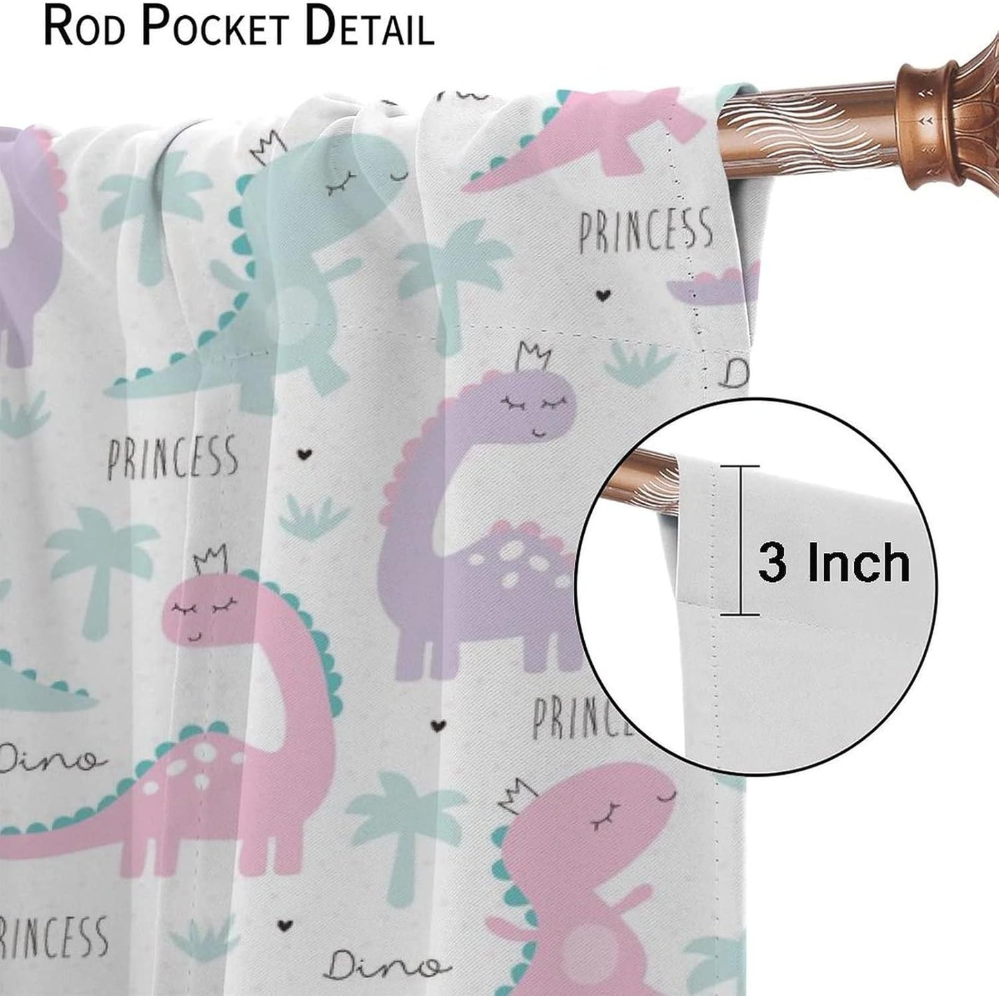 Kids Dinosaur Curtains for Boys Girls Bedroom Decor Cartoon Dino Colorful Cute Funny Animal Wildlife Printed Blackout Rod Pocket Window Drapes for Baby Nursery Playroom W42xL84in 2 Panels