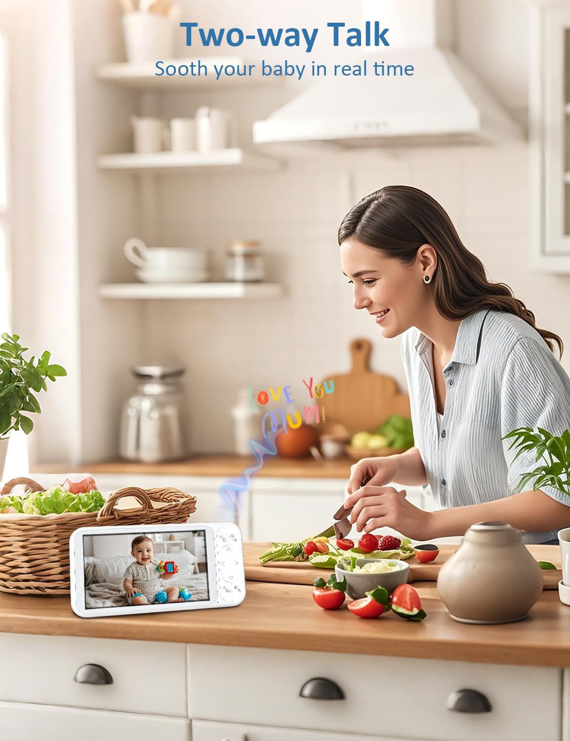 Baby Monitor, 5'' Screen with 32 Hours 5000mAh Battery, Pan-Tilt-Zoom Video 1080P Baby Monitor with Camera and Audio, Night Vision, VOX, 2-Way Talk, 8 Lullabies and 1200ft Range No WiFi