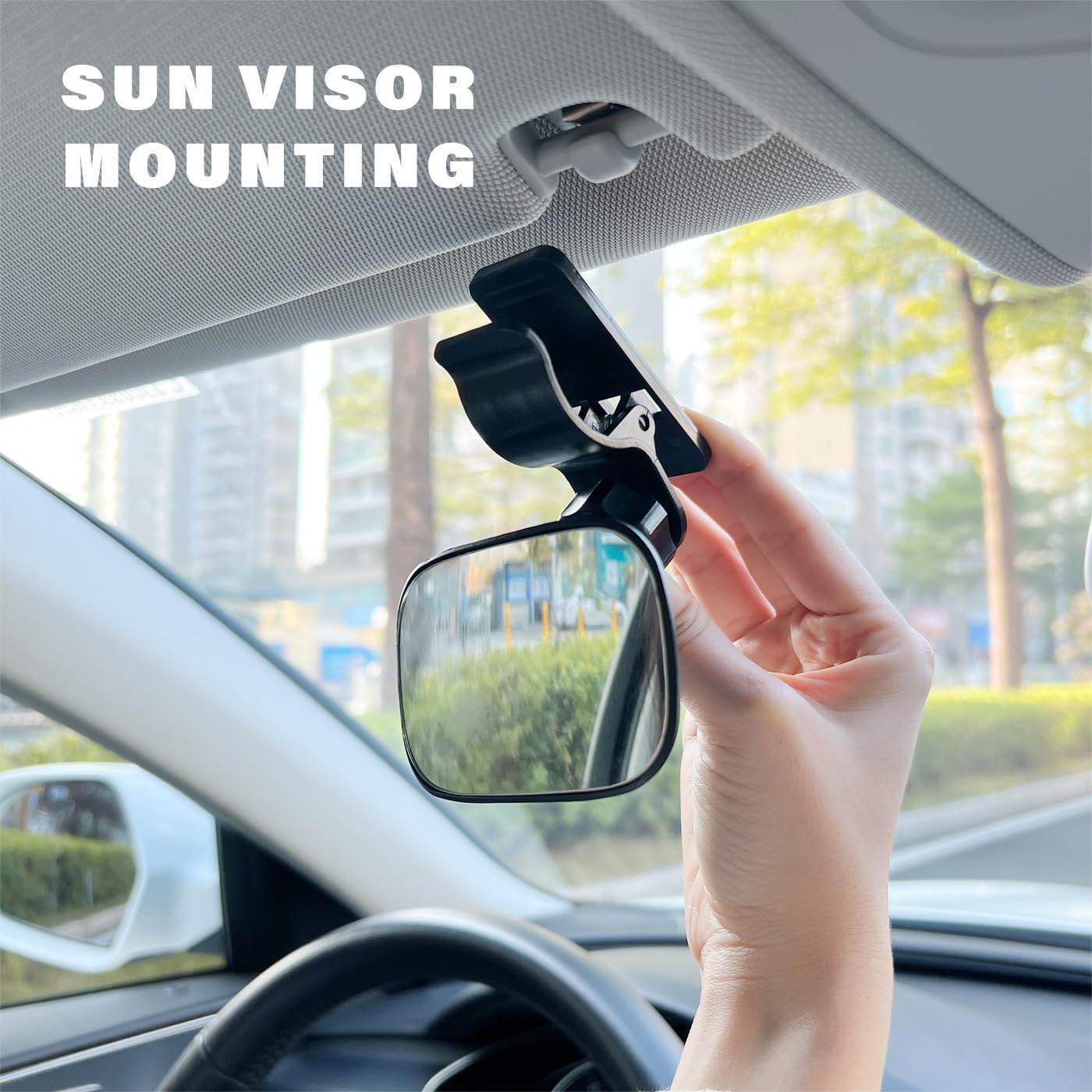 Mini Baby Mirror for Car Seat - Small Clip-On Backseat Rear View Mirror for Forward-Facing Kids and Toddlers, Bankcard Size, Sun Visor Mounting, 360-Degree Adjustable, 2-Pack