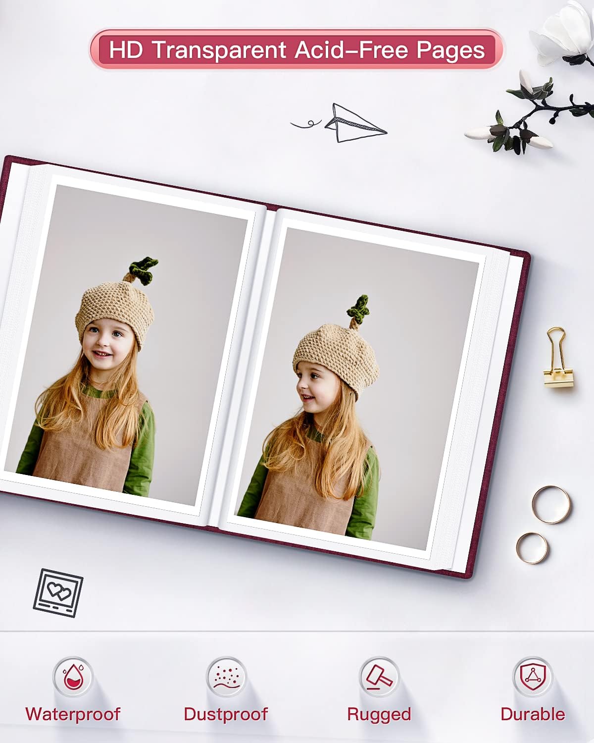 popotop Photo Album 4x6-100 Photos Photo Books with 100 Vertical Pockets,Linen Cover Albums for Family Wedding Anniversary Baby Vacation Pictures