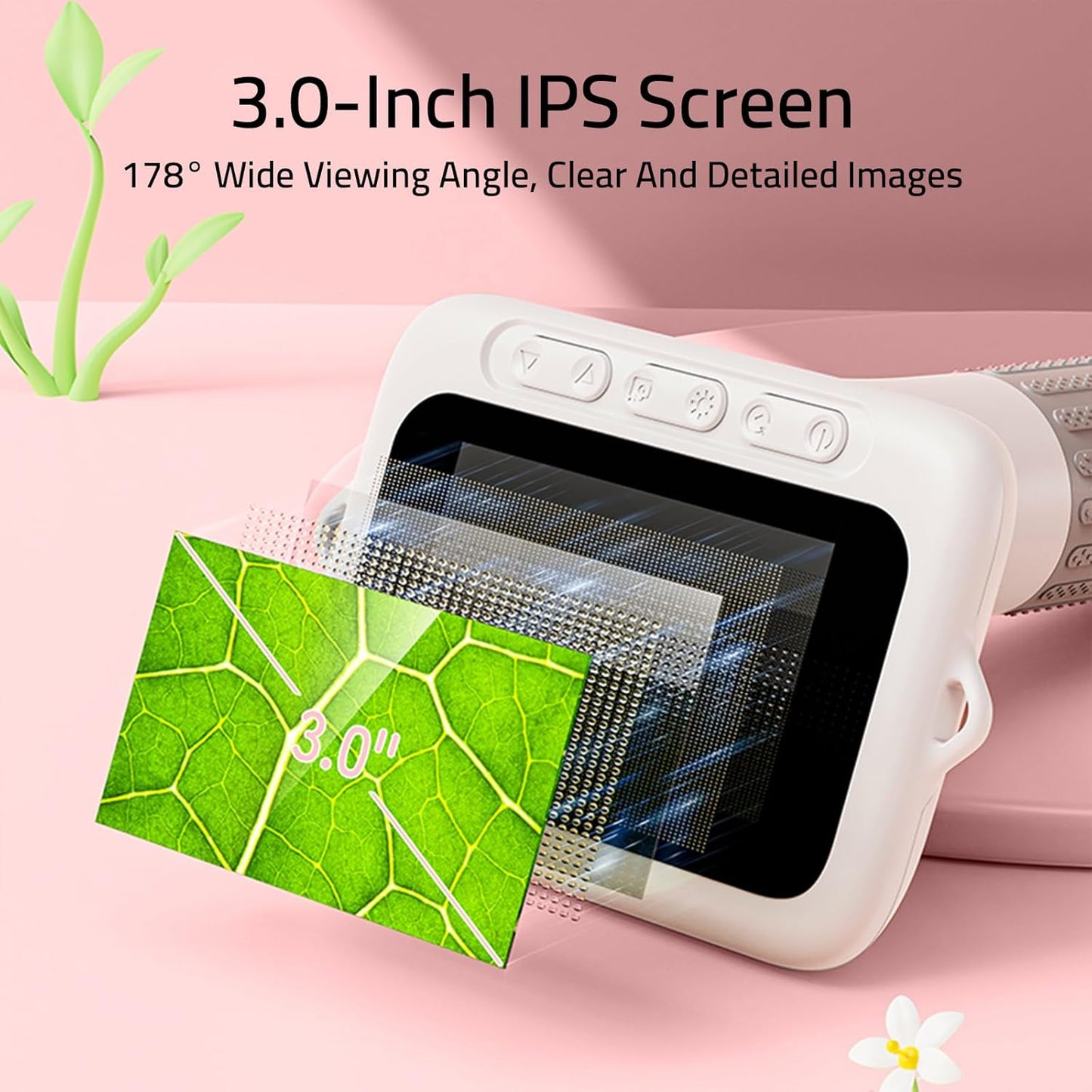 Microscope for Kids, 3'' Digital Handheld Kids Microscope with Adjustable Light, 1000X 1080P Pocket Portable Mini Micro Scope, Stem Toys for Ages 5-7 8-12 Teen Boys and Girls Educational Gifts, White