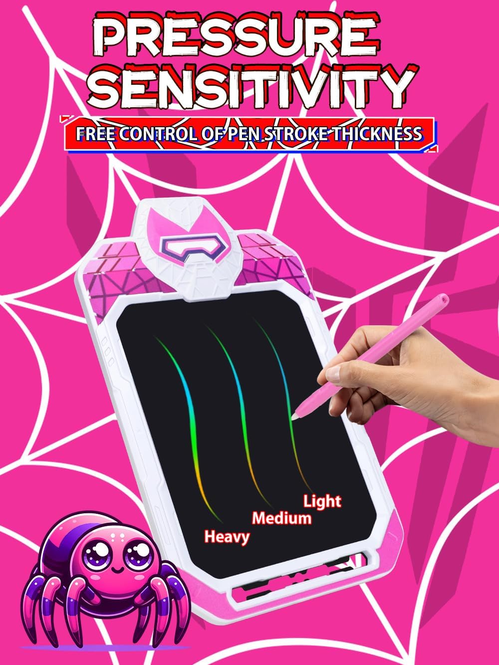 LCD Writing Tablet for Kids 10 Inch Spider Hero for Toddler 2 3 4 5 6 - Paint, Doodle Board, Drawing Pad - Travel Toys, Road Trip Car Activities, Birthday Christmas Gift Boys & Man