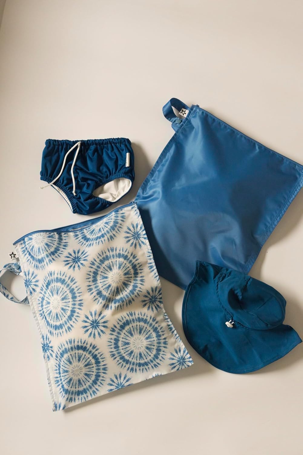 Tiny Twinkle Mess-Proof Waterproof Wet Dry Bag | 2-Pack Reusable Wet Bags for Swimsuits & Baby Clothes | Leakproof Wet Bag for Travel & Diaper Changes for Baby (Blue Tie Dye)