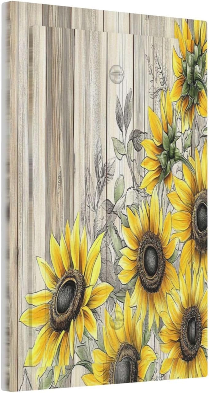 Light Switch Cover Plate Floral Sunflower Rustic Flower Vintage Wood 1 Gang No Device Blank Electrical Wall Plates Faceplate Decorative Switch Plate For Farmhouse Cabin Decor